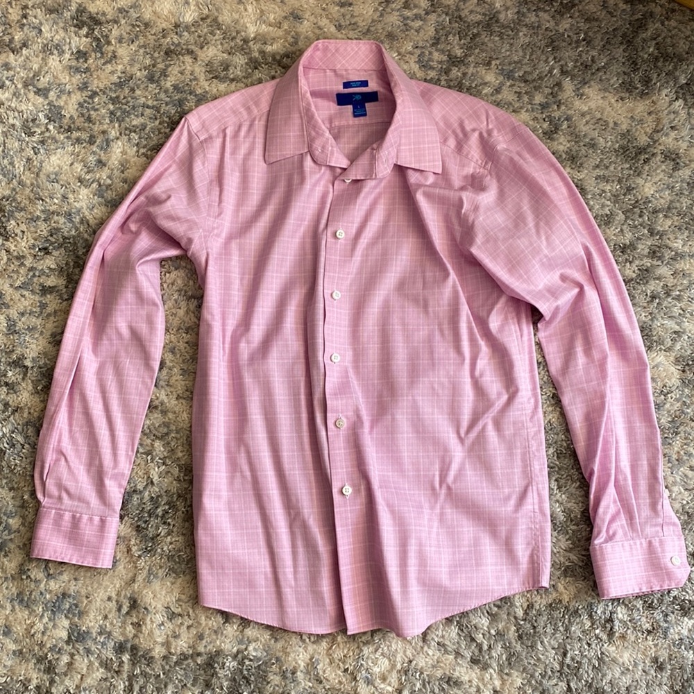Egara Pink & White Checkered Pattern Button Down